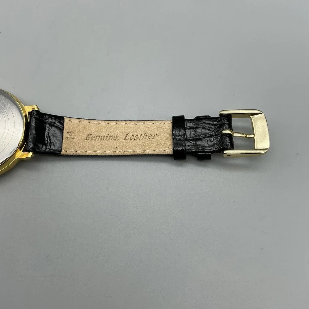 Timex Indiglo Womens Watch 31mm White Dial Gold Tone Black Leather New Battery